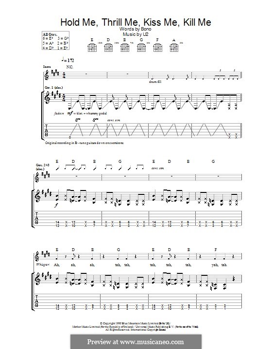 Hold Me, Thrill Me, Kiss Me, Kill Me: Für Gitarre mit Tabulatur by U2