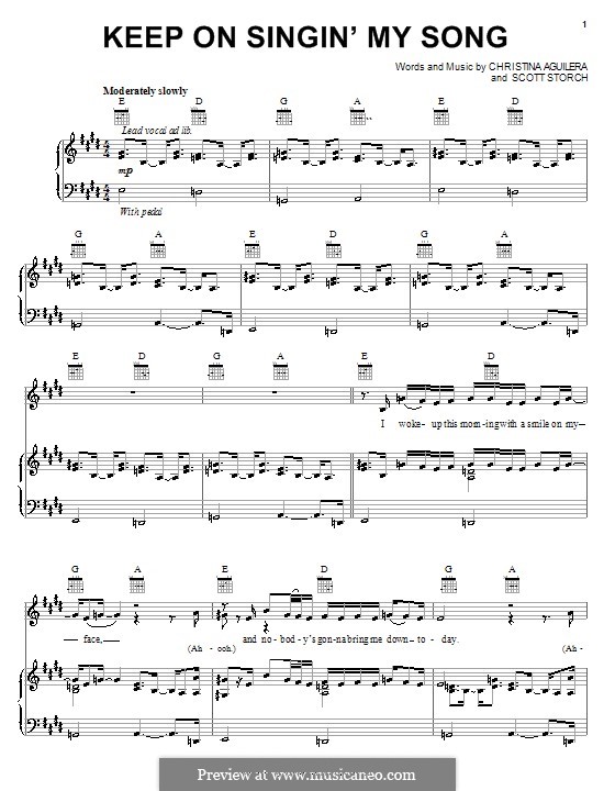 Keep on Singin' My Song (Christina Aguilera): Für Stimme und Klavier (oder Gitarre) by Scott Storch