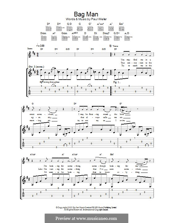 Bag Man: Für Gitarre mit Tabulatur by Paul Weller