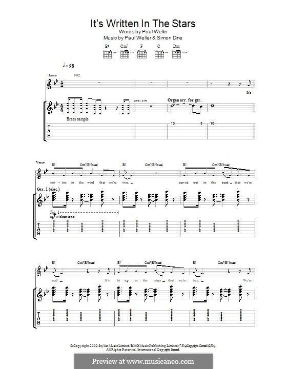 It's Written in the Stars: Für Gitarre mit Tabulatur by Paul Weller, Simon Dine