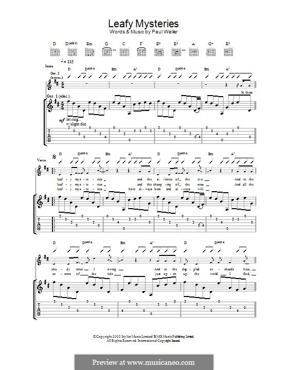 Leafy Mysteries: Für Gitarre mit Tabulatur by Paul Weller