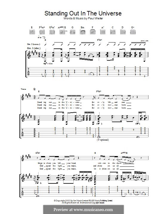 Standing Out in the Universe: Für Gitarre mit Tabulatur by Paul Weller