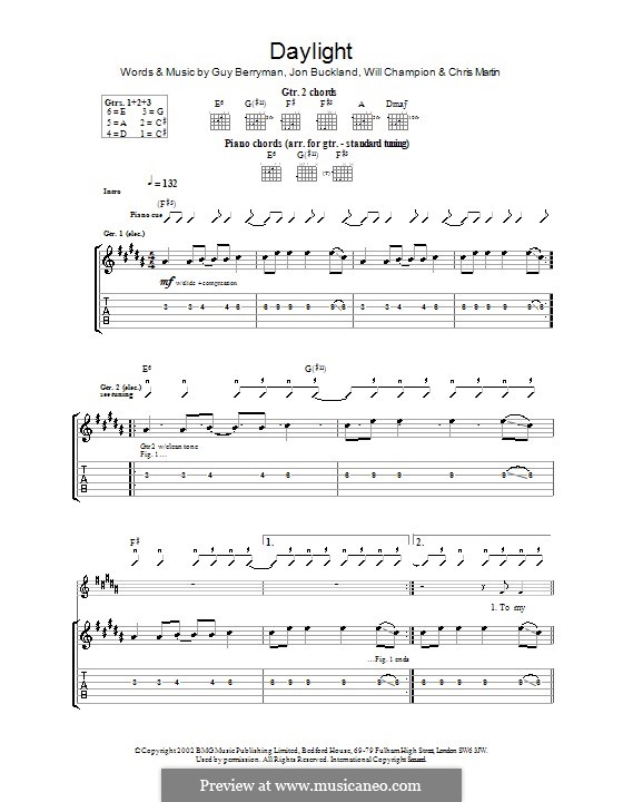 Daylight (Coldplay): Für Gitarre mit Tabulatur by Chris Martin, Guy Berryman, Jonny Buckland, Will Champion