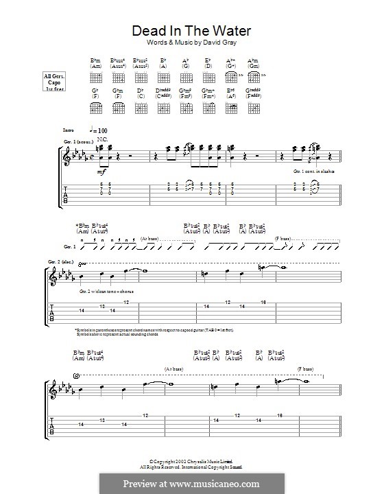 Dead in the Water: Für Gitarre mit Tabulatur by David Gray