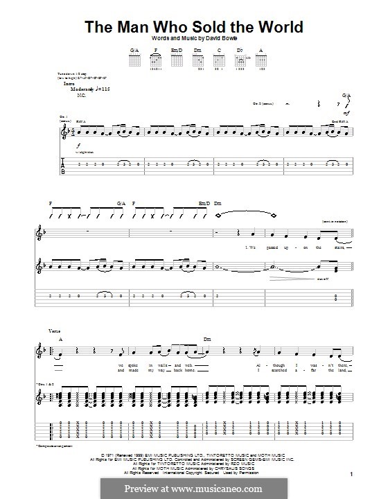 The Man Who Sold the World (Nirvana): Für Gitarre mit Tabulatur by David Bowie
