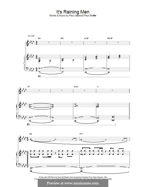 It's Raining Men: Für Stimme mit Klavier oder Gitarre (Geri Halliwell) by Paul Jabara, Paul Shaffer