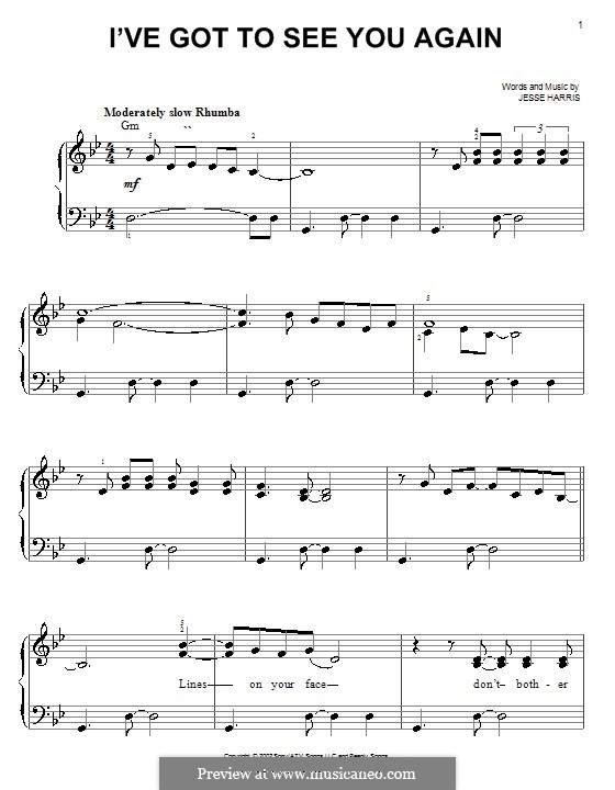 I've Got To See You Again (Norah Jones): Für Klavier, leicht by Jesse Harris