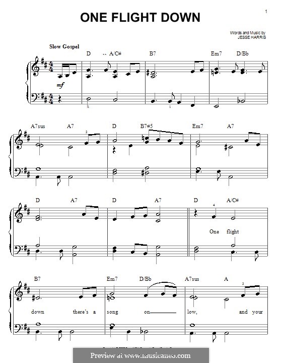 One Flight Down: Einfache Noten für Klavier by Jesse Harris
