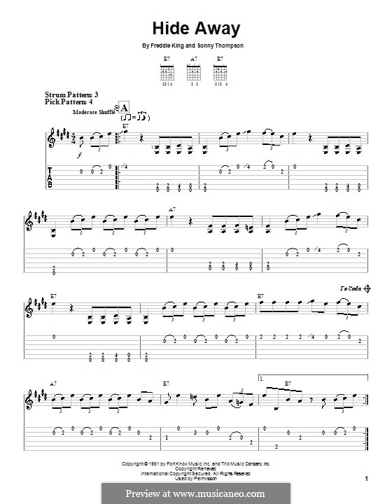 Hide Away: Für Gitarre (Sehr leichte Fassung) by Sonny Thompson