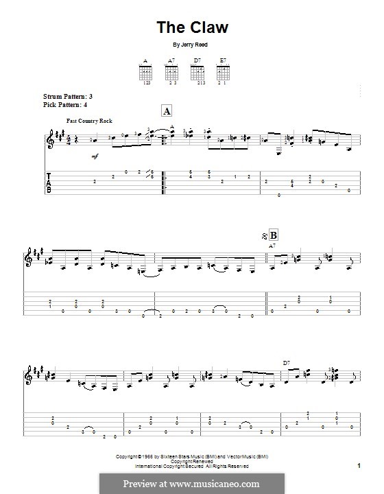 The Claw: Für Gitarre (Sehr leichte Fassung) by Jerry Reed