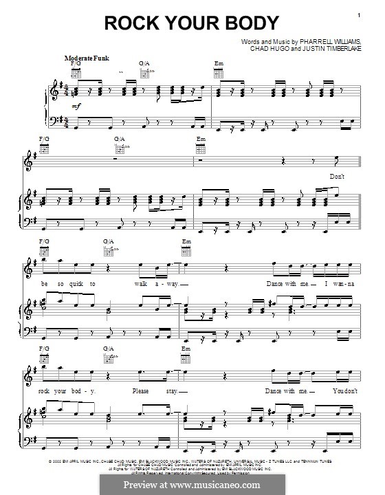Rock Your Body: Für Stimme und Klavier (oder Gitarre) by Charles Edward Hugo, Pharrell Williams