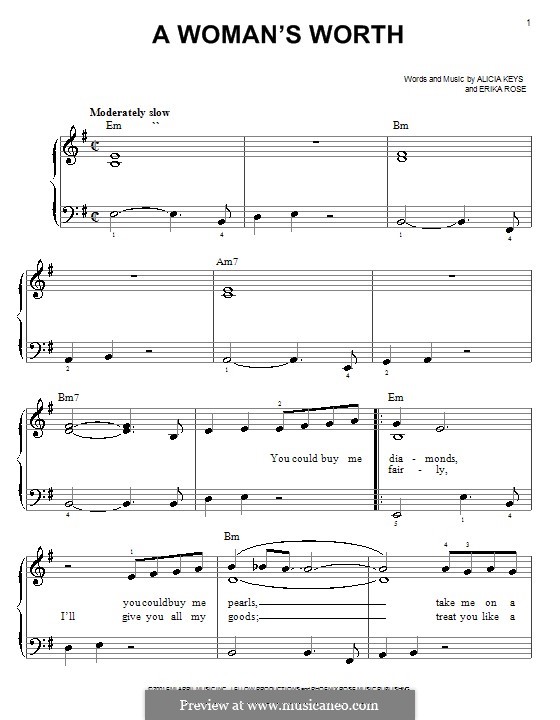 A Woman's Worth (Alicia Keys): Einfache Noten für Klavier by Erika Rose