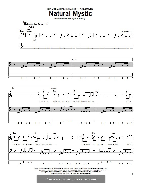 Natural Mystic: Für Bassgitarre mit Tabulatur by Bob Marley
