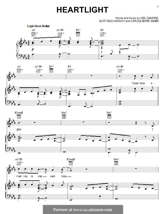 Heartlight: Für Stimme und Klavier (oder Gitarre) by Burt Bacharach, Carole Bayer Sager, Neil Diamond