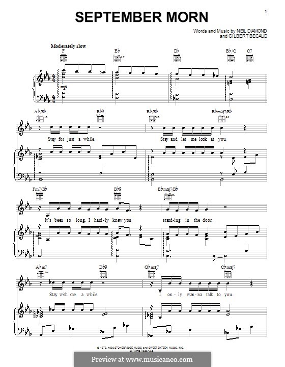 September Morn: Für Stimme und Klavier (oder Gitarre) by Gilbert Becaud