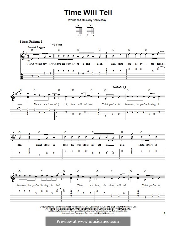 Time Will Tell: Für Gitarre (Sehr leichte Fassung) by Bob Marley