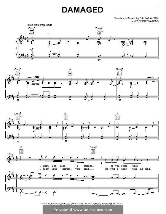 Damaged (TLC): Für Stimme und Klavier (oder Gitarre) by Dallas Austin, Tionne Watkins
