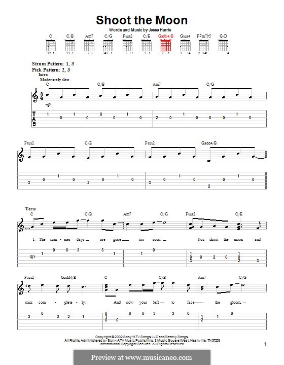 Shoot the Moon (Norah Jones): Für Gitarre (Sehr leichte Fassung) by Jesse Harris