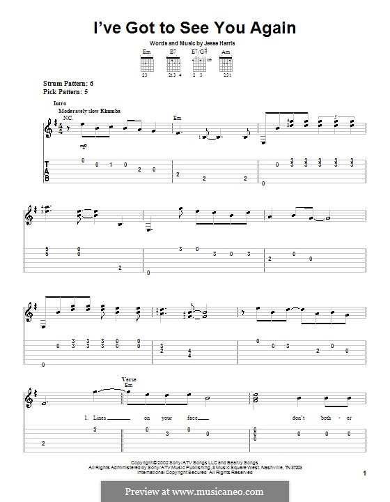 I've Got To See You Again (Norah Jones): Für Gitarre (Sehr leichte Fassung) by Jesse Harris