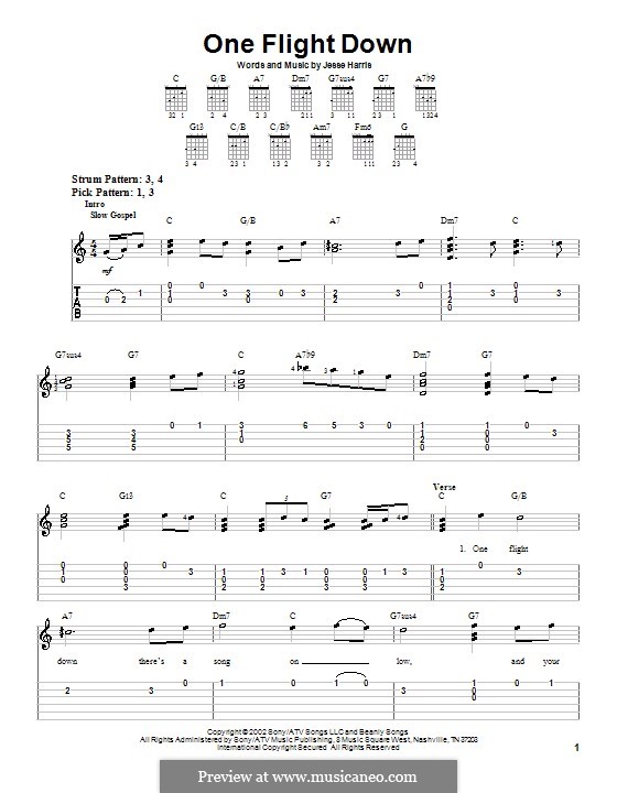 One Flight Down: Für Gitarre (Sehr leichte Fassung) by Jesse Harris
