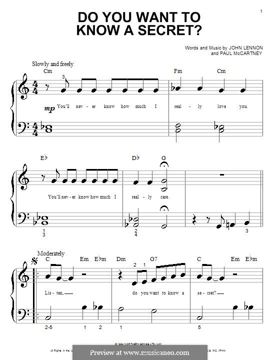 Do You Want to Know a Secret? (The Beatles): Für Klavier (sehr leichte Fassung) by John Lennon, Paul McCartney