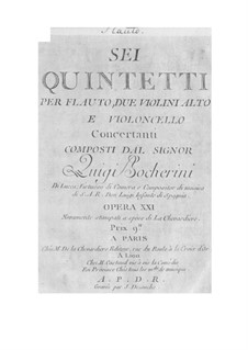 Sechs Quintette für Flöte und Srteicher, G.419-424: Sechs Quintette für Flöte und Srteicher by Luigi Boccherini