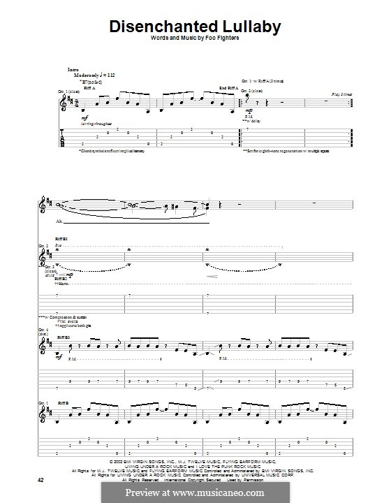 Disenchanted Lullaby: Für Gitarre mit Tabulatur by Foo Fighters