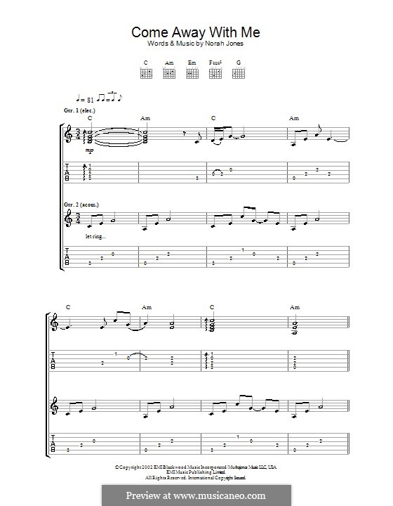 Come Away with Me: Für Gitarre mit Tabulatur by Norah Jones