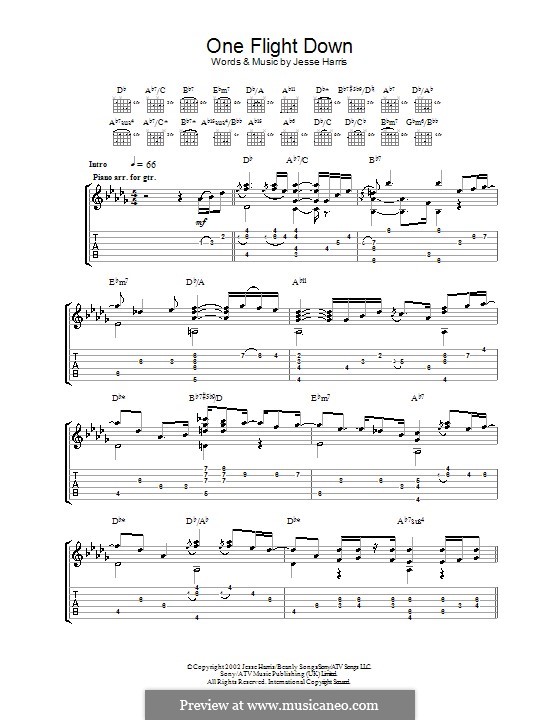 One Flight Down: Für Gitarre mit Tab by Jesse Harris