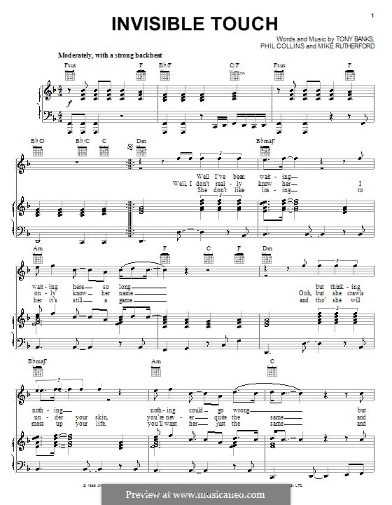 Invisible Touch (Genesis): Für Stimme und Klavier (oder Gitarre) by Tony Banks, Mike Rutherford, Phil Collins