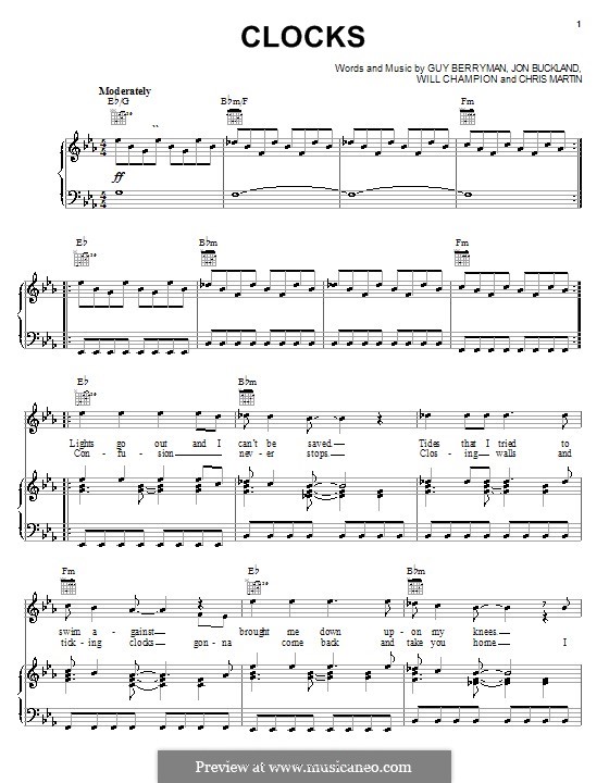 Vocal version: Für Stimme und Klavier (oder Gitarre) by Chris Martin, Guy Berryman, Jonny Buckland, Will Champion