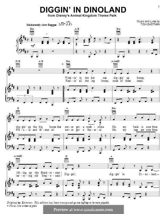 Diggin' in Dinoland (from Disney's Animal Kindom Theme Park): Für Stimme und Klavier (oder Gitarre) by Tish Eastman