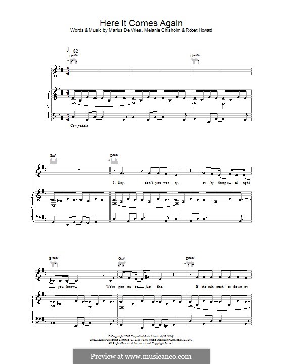 Here It Comes Again (Melanie C): Für Stimme und Klavier (oder Gitarre) by Marius De Vries, Robert Howard