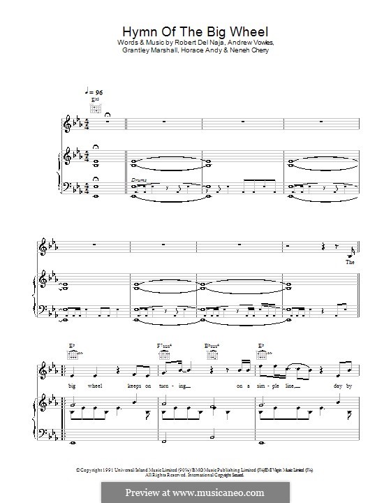 Hymn of the Big Wheel (Massive Attack): Für Stimme und Klavier (oder Gitarre) by Andrew Vowles, Grantley Marshall, Robert Del Naja