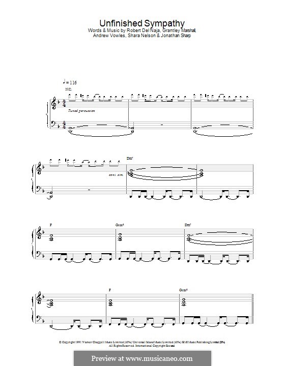 Unfinished Sympathy (Massive Attack): Für Stimme und Klavier (oder Gitarre) by Andrew Vowles, Grantley Marshall, Robert Del Naja