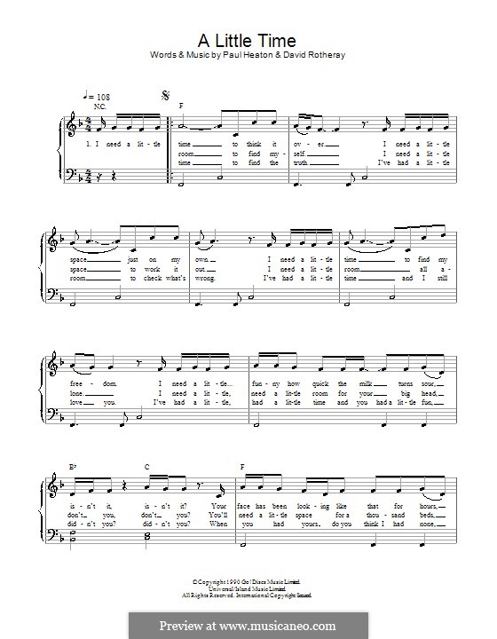 A Little Time (The Beautiful South): Für Klavier, leicht by David Rotheray, Paul Heaton