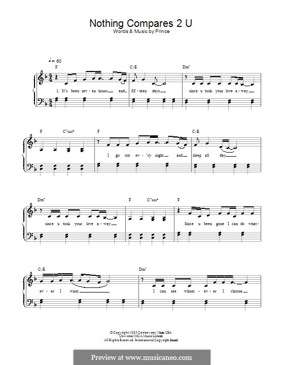 Nothing Compares 2 U: Für Klavier, leicht by Prince