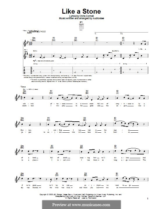 Like a Stone (Audioslave): Für Gitarre mit Tabulatur by Chris Cornell