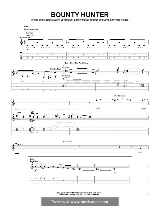 Bounty Hunter (Molly Hatchet): Für Gitarre mit Tabulatur by Banner Harvey Thomas, Danny Joe Brown, David Lawrence Hlubek