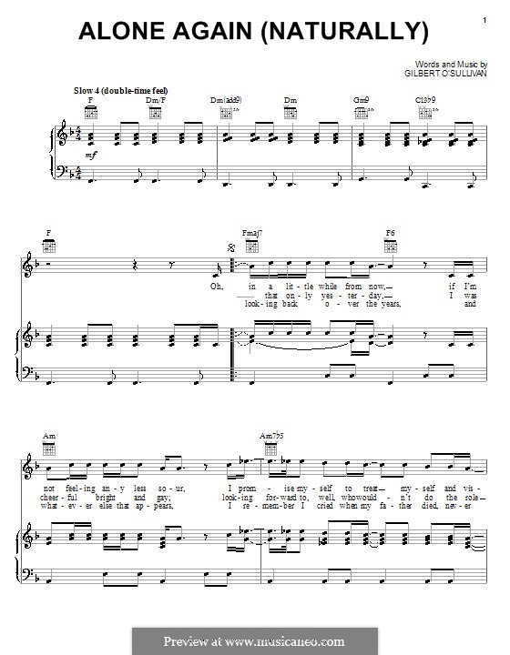 Alone Again (Naturally): Für Stimme und Klavier (oder Gitarre) by Gilbert O'Sullivan