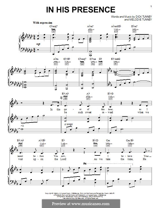 In His Presence: Für Stimme und Klavier (oder Gitarre) by Melodie Tunney