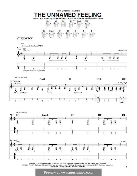 The Unnamed Feeling (Metallica): Für Gitarre mit Tabulatur by Bob Rock, James Hetfield, Kirk Hammett, Lars Ulrich