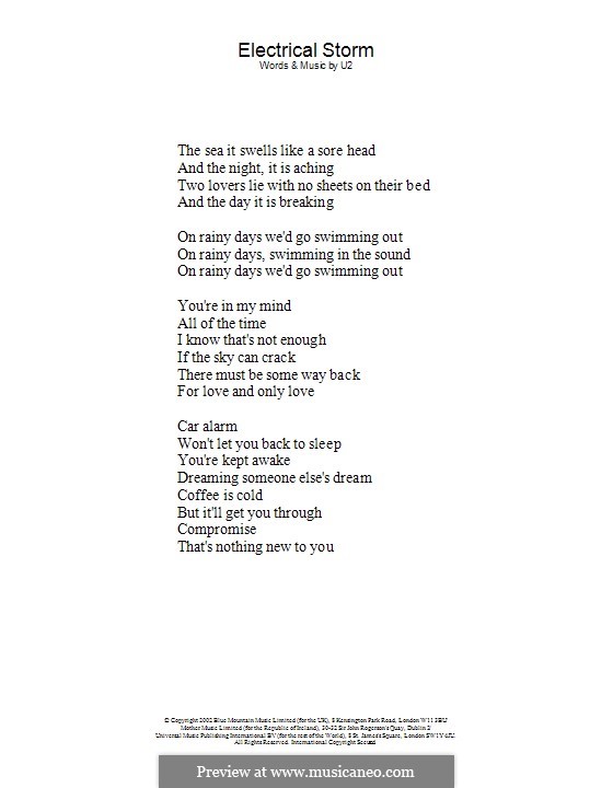 Electrical Storm: Text by U2