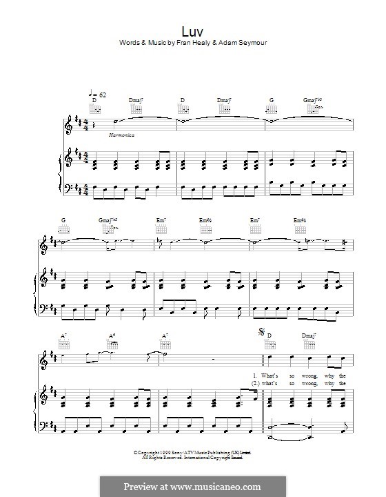 Luv (Travis): Für Stimme und Klavier (oder Gitarre) by Adam Seymour, Fran Healy