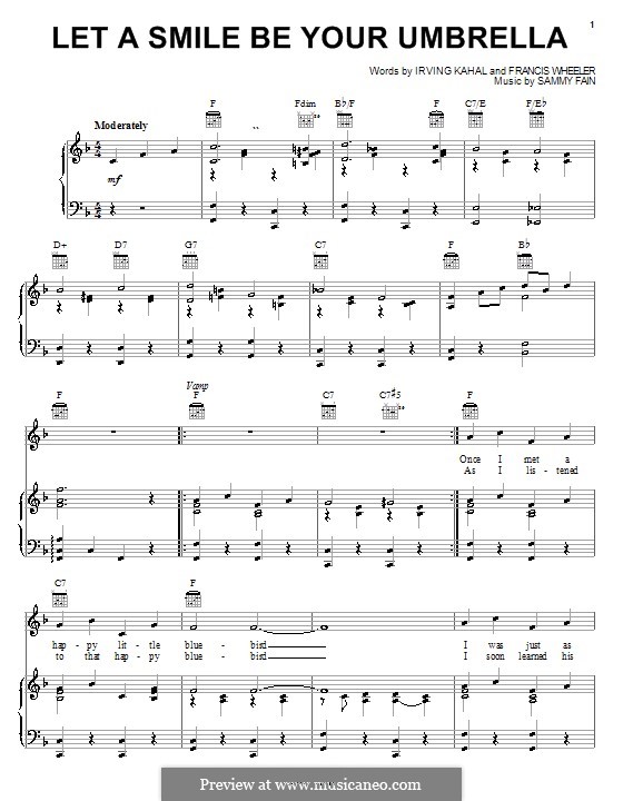 Let a Smile Be Your Umbrella: Für Stimme und Klavier (oder Gitarre) by Francis Wheeler, Sammy Fain