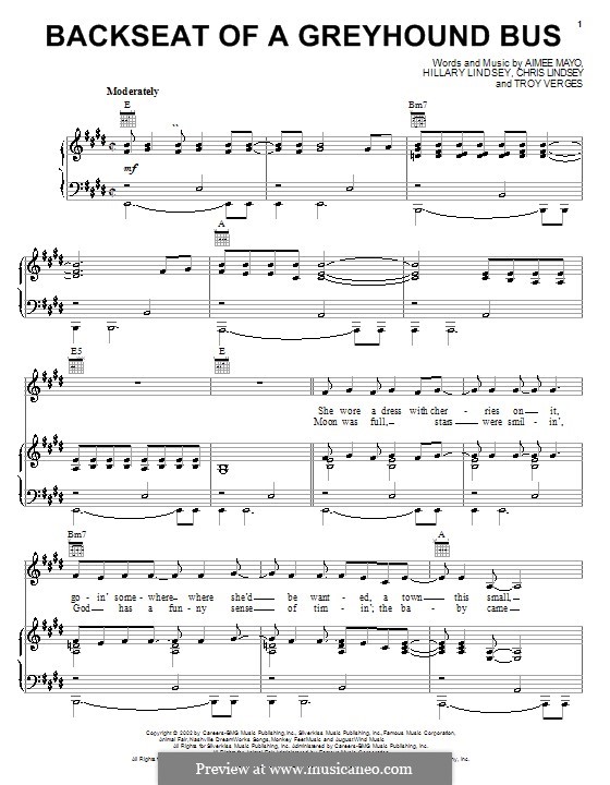 Backseat of a Greyhound Bus (Sara Evans): Für Stimme und Klavier (oder Gitarre) by Aimee Mayo, Chris Lindsey, Hillary Lindsey