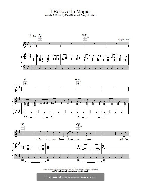 I Believe in Magic (Paul Brady): Für Stimme und Klavier (oder Gitarre) by Gary Nicholson