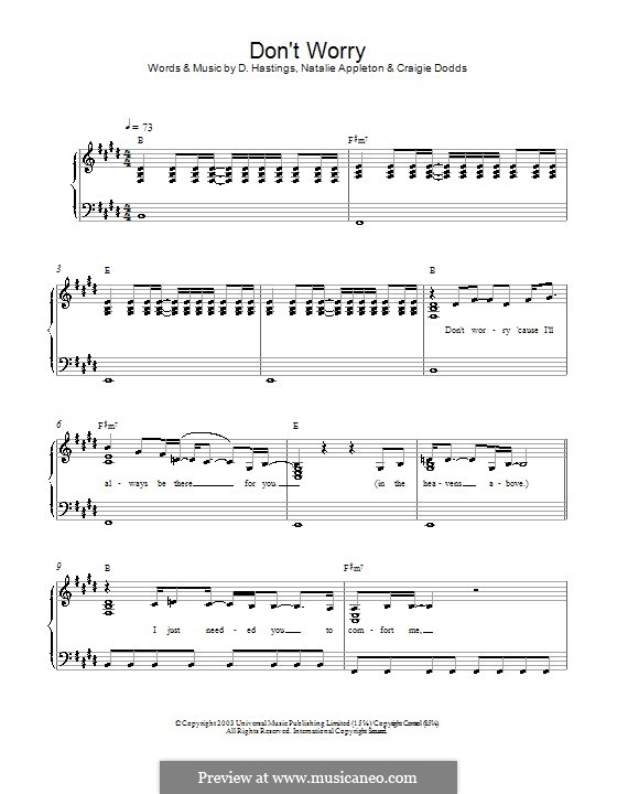 Don't Worry (Appleton): Einfache Noten für Klavier by Craigie Dodds, D. Hastings, Natalie Appleton
