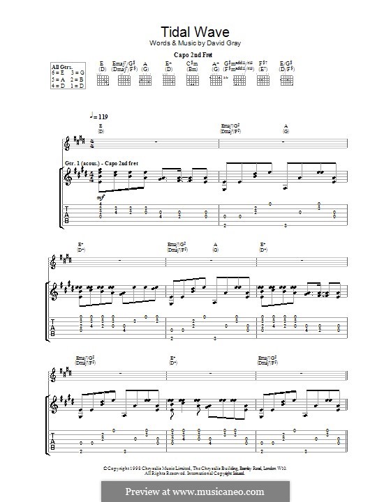 Tidal Wave: Für Gitarre mit Tabulatur by David Gray
