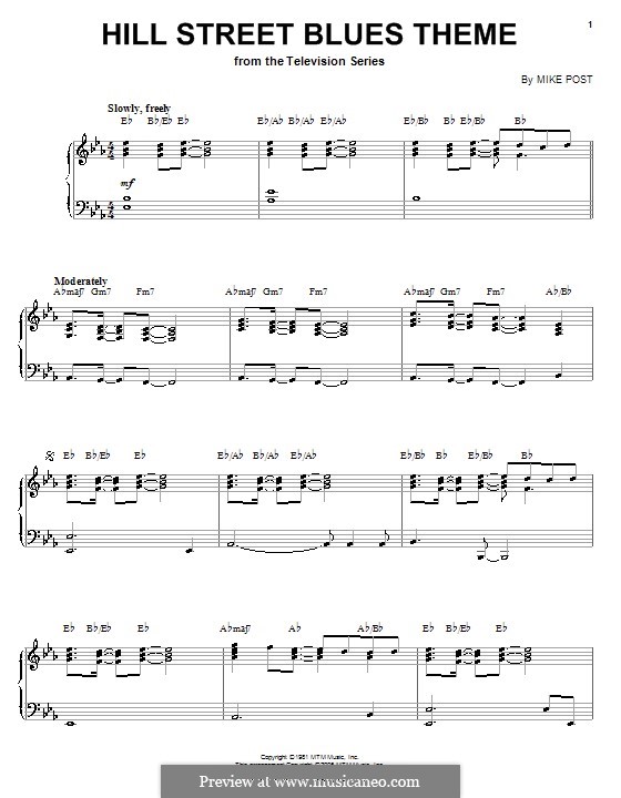 Hill Street Blues Theme: Für Klavier by Mike Post